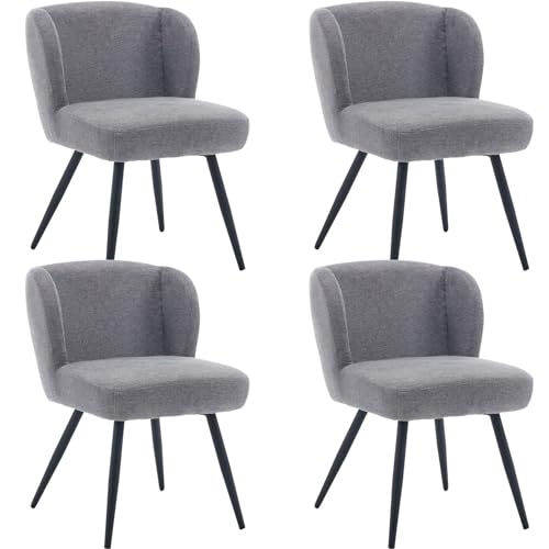 Wahson Juego De 4 Sillas De Comedor Lino Sillas De Cocina Moderna Con Reposabrazos, Sillas De Salón Sencillo Sillas Ocios Patas Negras Para Sala De Estar Restaurante, Gris Wahson Juego De 4 Sillas De Comedor Lino Sillas De Cocina Moderna Con Reposabrazos, Sillas De Salón Sencillo Sillas Ocios Patas Negras Para Sala De Estar Restaurante, Gris