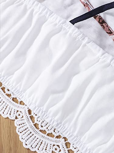 Image of WDIRARA Girl's 2 Piece Set Contrast Lace Cami Top With Floral Print Frilled Skirt