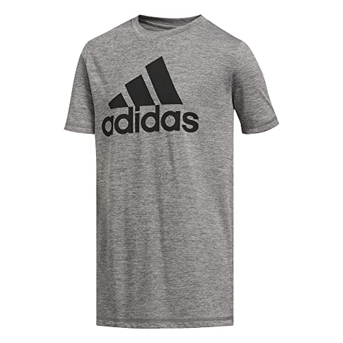Adidas Little Boys' Short Sleeve Logo Tee Shirt, Gray, 7X