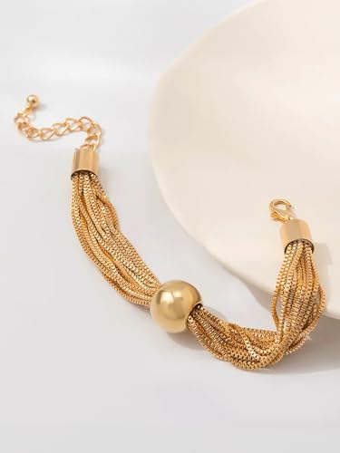Image of Yellow Chimes Choker Necklace for Women | Fashion Gold Plated Chain Necklace | Multilayered Ball Chains Necklace for Girls | Glam Chains | Statement Necklace | Birthday Anniversary Gift for Women Wife