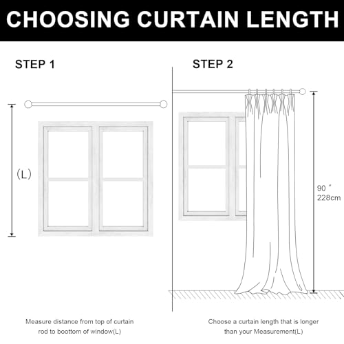 Hiasan Blackout Curtain, Thermal Curtain for Living Room Bedroom with Tiebacks, 2 Panels, 90 x 90 Inch, Red - Image 7