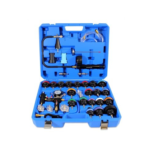 Generisch Kühlsystem Abdrückgerät 33tlg Diagnose Satz, Kühlsystemtester und Lecksucher Prüfgerät für Kühlmittel & Kühlflüssigkeit, Profi Werkzeuge zum Abdrücken