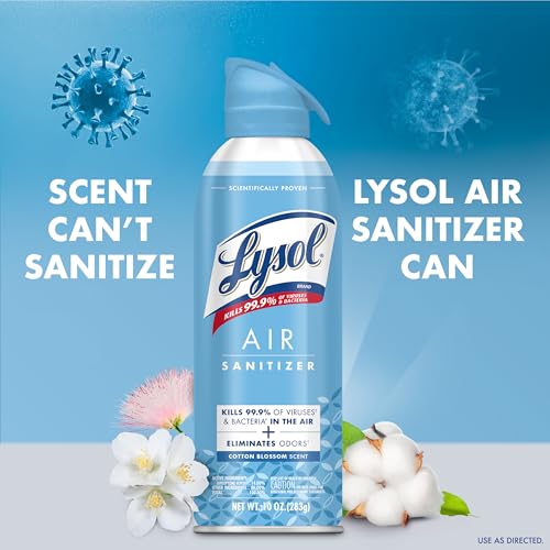 Lysol Air Sanitizer Spray with Odor Eliminator for Home & Office, Sanitizing Spray, Air Freshener Alternative, Cotton Blossom Scent, 10 oz (Pack of 3) - Image 5