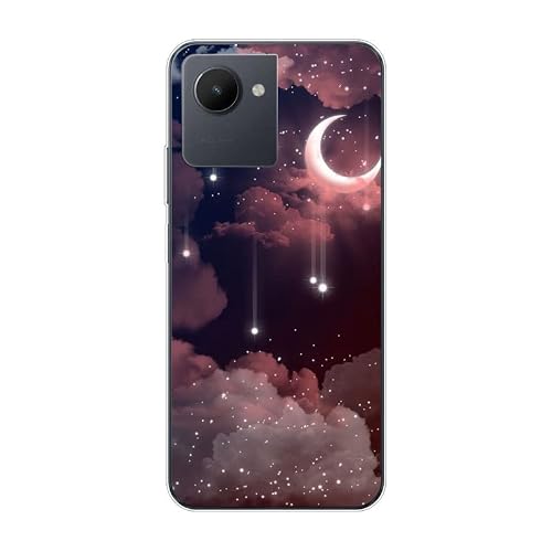 KARTXITAI Case Compatible with C30s,Shockproof Slim Thin Silicone Protective Anti-Fingerprint Anti-Scratch Anti-Fall Phone Cover - Stars,Moon,Clouds,Sky