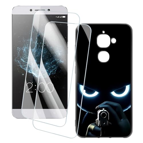 OAGELIM 2er Pack Bildschirm Schutzfolie + Hülle Kompatibel mit LeEco Le 2 Pro (5.5 Zoll) Künstlerisch Bedruckte Hülle & Gehärtetes Glas Kratzfest (Ziel)