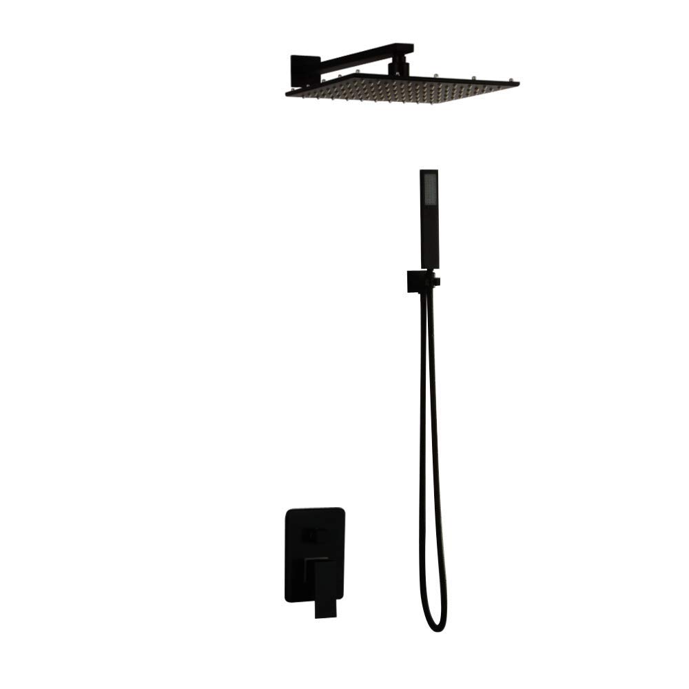 Mitigeur de baignoire salle de bains complet noir avec pommeau douche effet pluie LED
