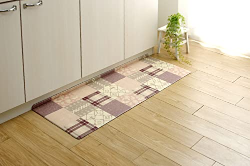 イケヒコ・コーポレーション キッチン マット PVC フラン ピンク 約45×120cm お手入れ簡単 拭ける 体圧分散 北欧 洗える 薄い #3495329