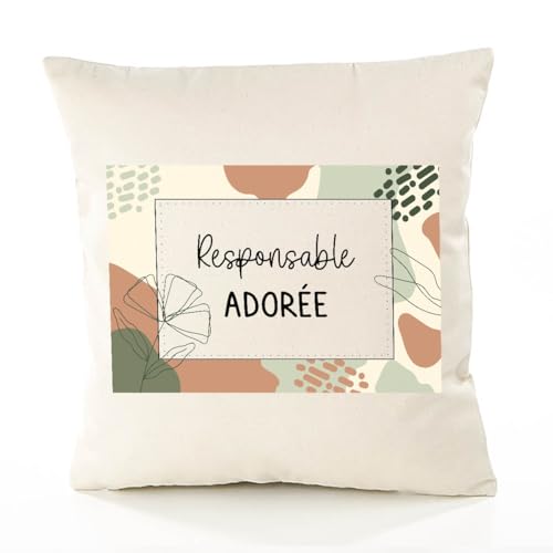 Planetee Housse de Coussin Femme Responsable Adorée Design Graphique déco Salon canapé Chambre Cadeau Femme Anniversaire noël Coussin décoratif Motif...