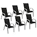 Happy Garden Lot de 6 chaises Marbella en textilène Noir - Aluminium Gris