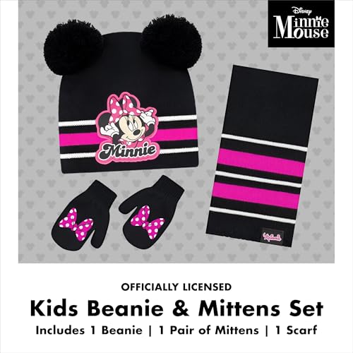 Disney Girls Toddler Winter Hat, Scarf & Mittens Set 2-4 Or Minnie Mouse Hat, Scarves & Kids Gloves Sets 4-72