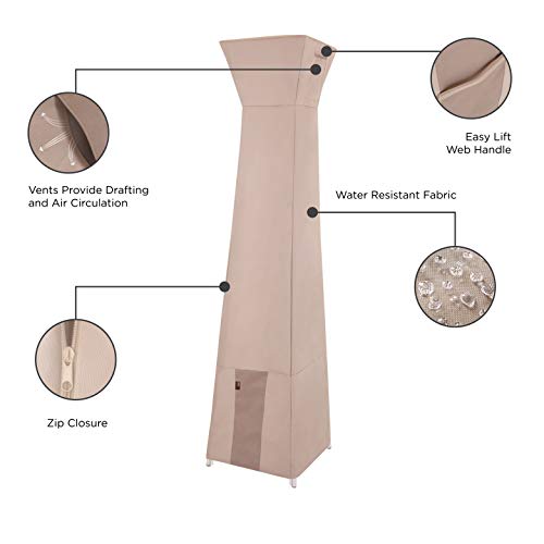 Modern Leisure 2916 Monterey Pyramid Torch, Patio Heater, Outdoor Cover (21 L x 21 D x 90 H inches) Water-Resistant, Khaki/Fossil - Thumbnail 3