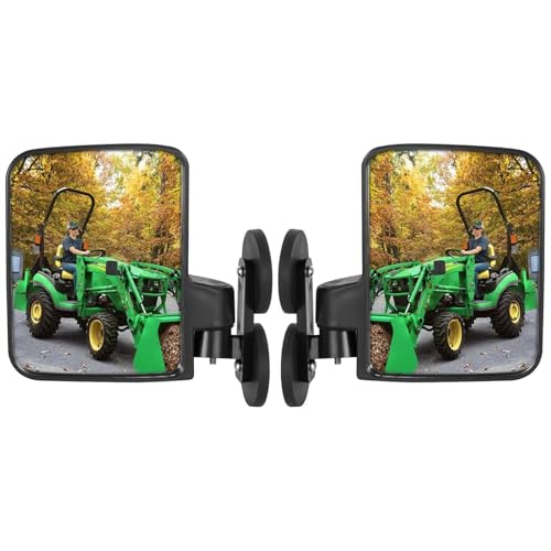 Denash Espejo Universal para Tractor, Repuesto de Espejo Lateral Magnético con Diseño Convexo Ajustable para Mahindras, Kiotis, Minicargador, Montacargas, Excavadora y Carrito de Golf