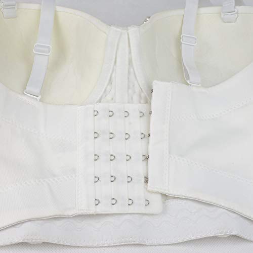 Ellacci Sexy Pearls Beaded Rhinestone Bustier Crop Top Push Up Corset Top With Detachable Straps White Medium #TOP4