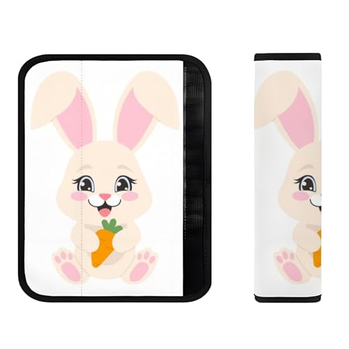 Coniglietto pallido con cuscinetti per cinture di sicurezza arancioni, comodo cuscinetto per cinture di sicurezza, accessori per cinture di sicurezza, copertura per auto per tutte le stagioni, cinghie