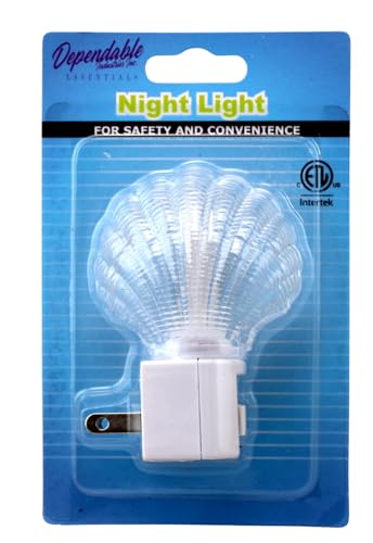 Image of Dependable Industries inc. Essentials 2 Pack Sea Shell LED Night Light On /Off Switch (Pack of 2)