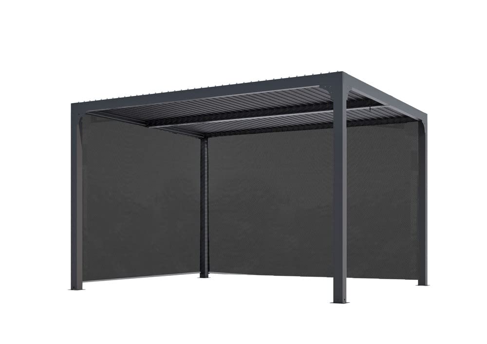 Abri De Jardin Bioclimatique Avec Rideaux Manuels 10.80 M2 Gris Anthracite - PER 36R30R BI