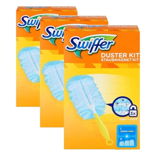 Image of Swiffer Microfibre dust Cleaner Set, 1 Handle and 3 Replacement Pads (Pack of 3x1 Piece)