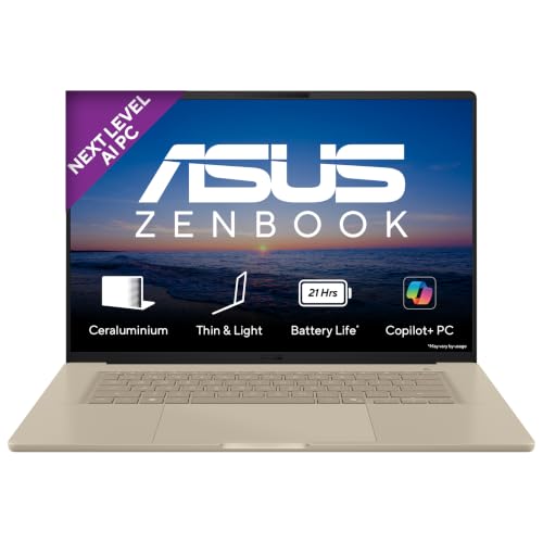Image of ASUS Zenbook A16 (2026),Snapdragon X2 Elite Extreme,Qualcomm Adreno iGPU,24GB RAM,512GB SSD,OLED,16 inch(40 cm),Win 11,M365 Basic(1Y),Office 24,Zabriskie Beige,1.2 Kg,UX3607OA-SQ141WS,Thin & Light Laptop