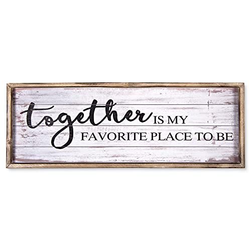 Vintage Wooden Sign For Home,Kitchen,Living Room, Large Wall Sign Farmhouse Wall Decor Wall Art, Freestanding Sign With Sayings- Together Is My Favorite Place To Be 27.5 X 9.5 Inchs #TOP5