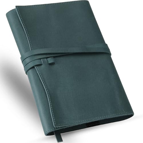 Jack&Chris Leather Bible Cover, Leather Book Cover for Men and Women, Bible Holder Strap Bible Cover Gifts, Blue Large