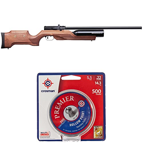 Benjamin Kratos Bpk22W .22-Caliber Pcp-Powered Multi-Shot Side Lever Hunting Air Rifle, Brown + Crosman Lhp22 .22-Caliber Premier Hollow Point Pellets (500-Count) #TOP8