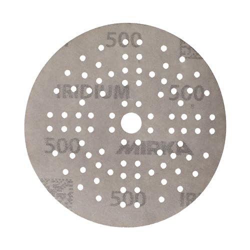 Mirka Iridium Premium-Schleifpapier Ø 125mm Klett 89-Loch, Korn 500, 100 Stk/Zum Schleifen von Lack, Spachtel, Grundierung, Holz, Stahl, Mineralwerkstoffe, Kunststoff