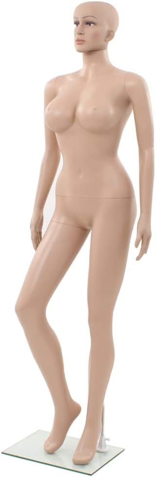 Form Mannequin Torso Body Adjustable Tripod Stand Dress Jewelry Display，Sexy Female Mannequin with Glass Base Beige 70.9",Great for Retail Shops and Clothing Shops
