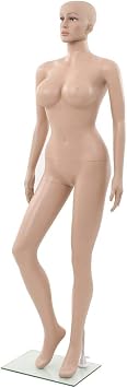 Sexy Female Mannequin with Glass Base Beige 70.9",Female Mannequin Full Body Realistic Adjustable Mannequin,Detachable Plastic Manikin Body Female, Realistic Display Mannequin