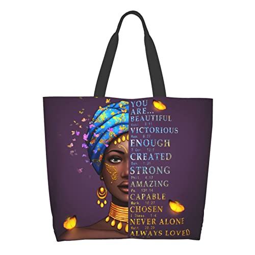 IAGM Black Women's Tote Bags - Waterproof African American Art Shoulder Bags