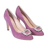 10 cm high heels laufen  Minerva - Bequeme Damenpumps mit Edlem Strassdetail, Spitz Zulaufend, 10 cm Stiletto-Absatz - Lederfutter - Modetrend: Elegant Stilettos, High-Heels - Veloursleder, Violett Malve Violett 44 EU