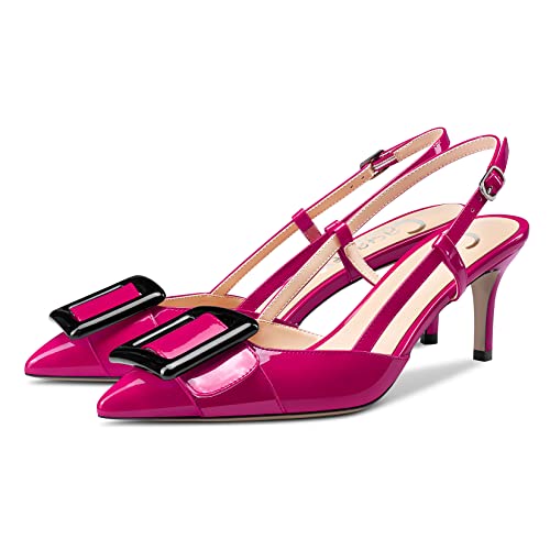 Castamere Women Stiletto Mid Heel Pointed Toe Slip-on Pumps Slingback Bow-Knot Dress Wedding Party Sandals 2.6 Inches Heels4