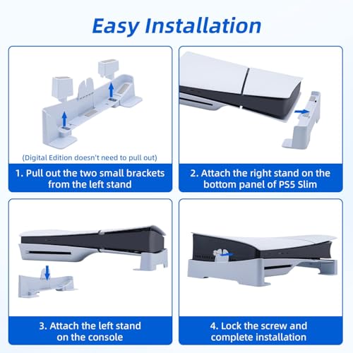 Image of Mcbazel Horizontal Stand forPS5 Slim PS5 Pro, Durable Base for PS5 Slim /Pro, Space-Saving Design with Secure & Sleek Appearance