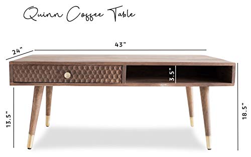 Edloe Finch Quinn Mid-Century Modern Solid Wood Coffee Table - Image 2