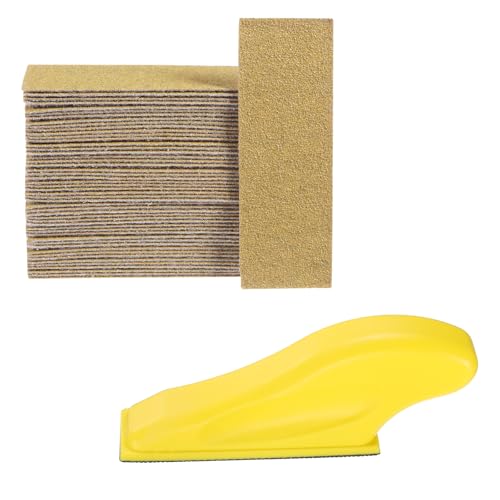 Papier abrasif grain 80 et son bloc pour poncer un meuble en bois facilement