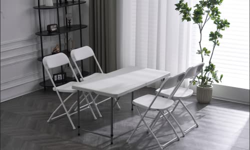 Nazhura 4 Foot Foldable/Folding Table Heavy Duty, Durable And Portable For Dining Picnic And Party (White) (White, 4 Foot) #TOP1