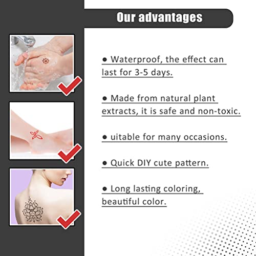 Temporary Tattoos Kit, 3 Bottles Semi Permanent Tattoo Inkbox Similar To Cones For Adults Teens Kids, Adhesive Stencil For Body Markers #TOP2
