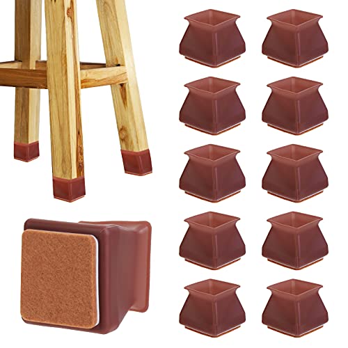 HonGien 32 Pièces Non-slipantidérapant Silicone Pied Chaise Protection, Rond Protege Pied de Chaise Empêche Les Rayures et le Bruit pour Pied de Chaise 30-45mm, Brun Cover