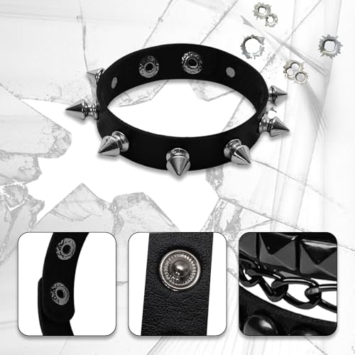 3 Pcs Leather Punk Bracelet Punk Rock Bracelet Cuff Rock Studded Bracelets 80s Wristband Bracelets for Men Women Halloween Party Accessories2