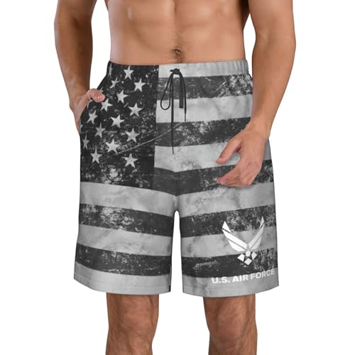 Us Air Force USAF Men's Swim Trunks Quick Dry Beach Shorts with Pockets Mesh Lining