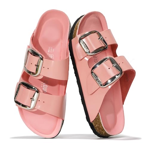 Image of Project Cloud 100% Genuine Leather Footbed Sandals for Women 2026 Comfortable Beach Essentials Womens Sandals Memory Foam Vacation Essentials Slides for Women Footwear (Santorini)