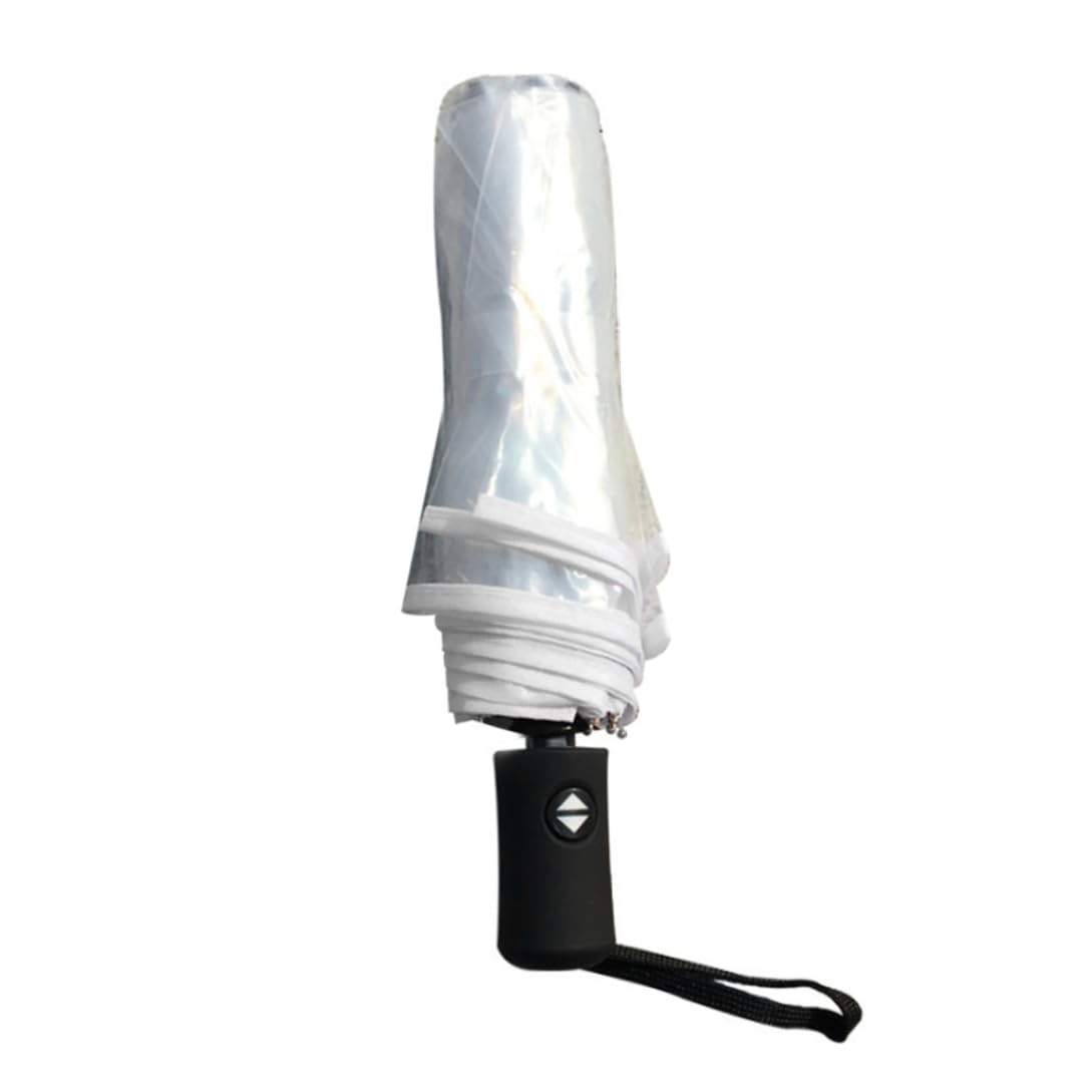 Ameble Unisex 1Pcs Transparent Automatic Umbrella Three Folds, Fashionable Transparent Travel Umbrella, Rain