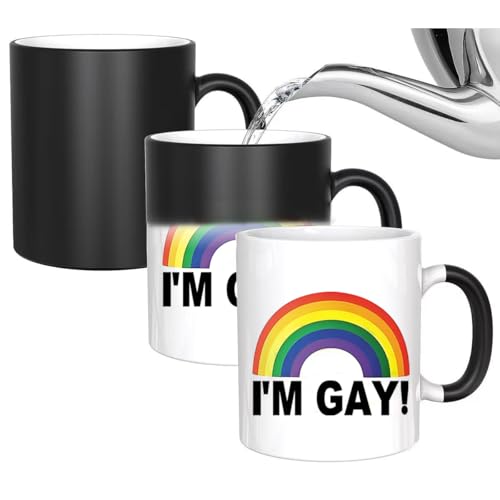 Mug avec inscription I'm Gay Rainbow Heat Change – Funny Rude Mug – Message apparaît comme il Heats – Cadeau fantaisie parfait, meilleur cadeau amusant et accessoires de fierté