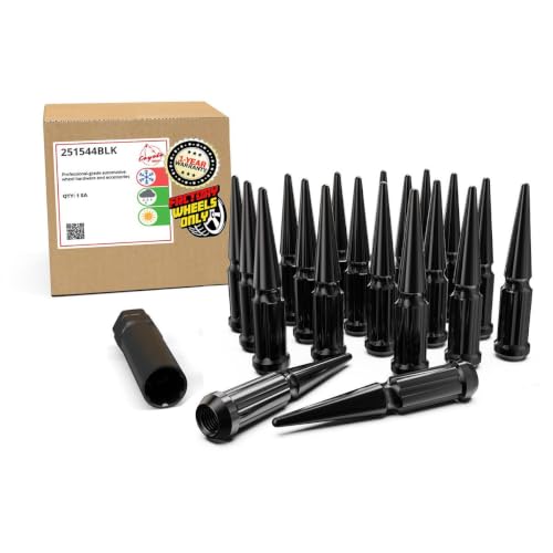 Image of Wheel Accessories Parts 20 Pcs M12x1.25 12x1.25 Thread Spike Spline 4.40 inch Long Lug Nuts Black 7 /8 inch & 13 /16 inch Hex Fits Nissan Pathfinder Murano | Suzuki Samurai w /Aftermarket Wheels