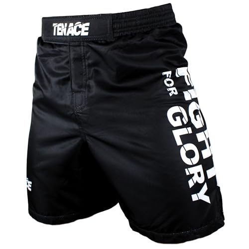 Tenace MMA Pantalón Corto - Short Entrenamiento Grappling, BJJ, Boxeo, Artes Marciales (Negro, L)