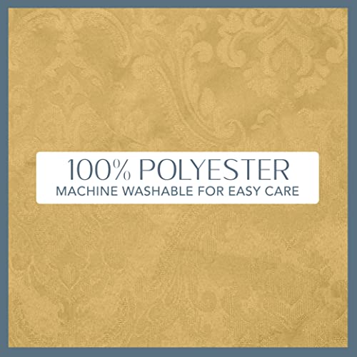 Elrene Damask Tablecloth, Polyester, Gold, 90" (Round), 90 inch (Round) - Image 4
