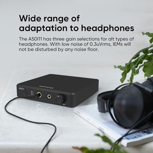 Image of Topping A50 III NFCA Headphone Amplifier, 3500mW x 3500mW Home Audio Headphone Amp, RCA /TRS to 4.4mm /6.35mm Earphone Output with 3 Gain Settings 12V Trigger for IEM, Black