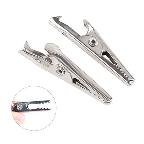 100Pcs 1.37In / 35Mm Metal Alligator Clips, Crocodile Clamps Silver Tone Nickel Plated Spring Clamps Test Line Crocodile Clips For Laboratory Electric Testing Work And Cable Lead Clip #TOP2