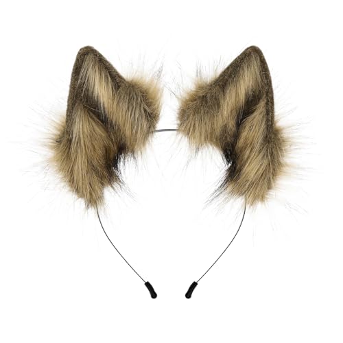 SMILETERNITY Animal Wolf Fox Ears Headband Cute Furry Faux Fur Handmade Hair Hoop for Cosplay Party Halloween
