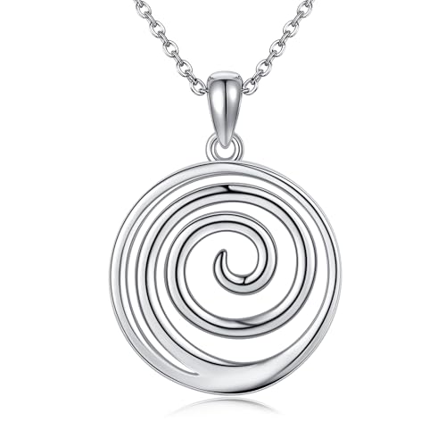 Spiral Necklace 925 Sterling Silver Spiral Swirl Pendant Necklaces Spiral Jewelry Gift for Women