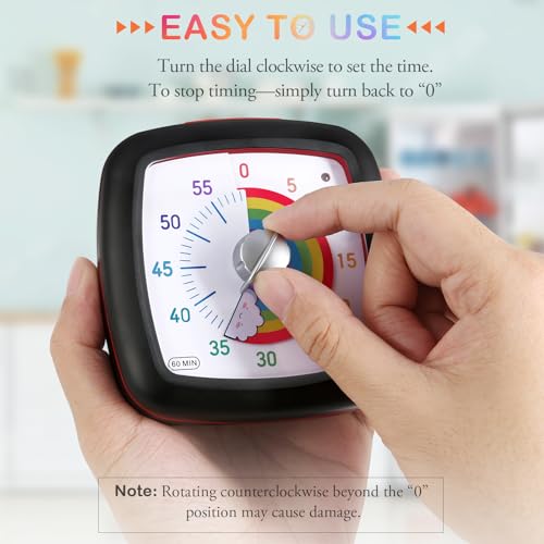 Secura 60-Minute Visual Timer, Silent Study Timer for Kids and Adults - Image 3